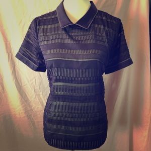 Sheer patterned plum blouse